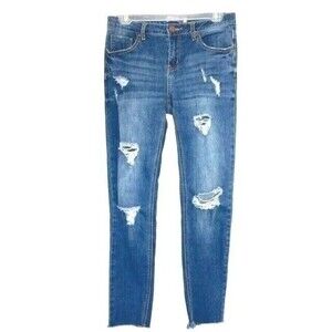 Blue Age Womens Destroyed Ripped Distressed Skinny Jeans Release Hem Cuff Size 7